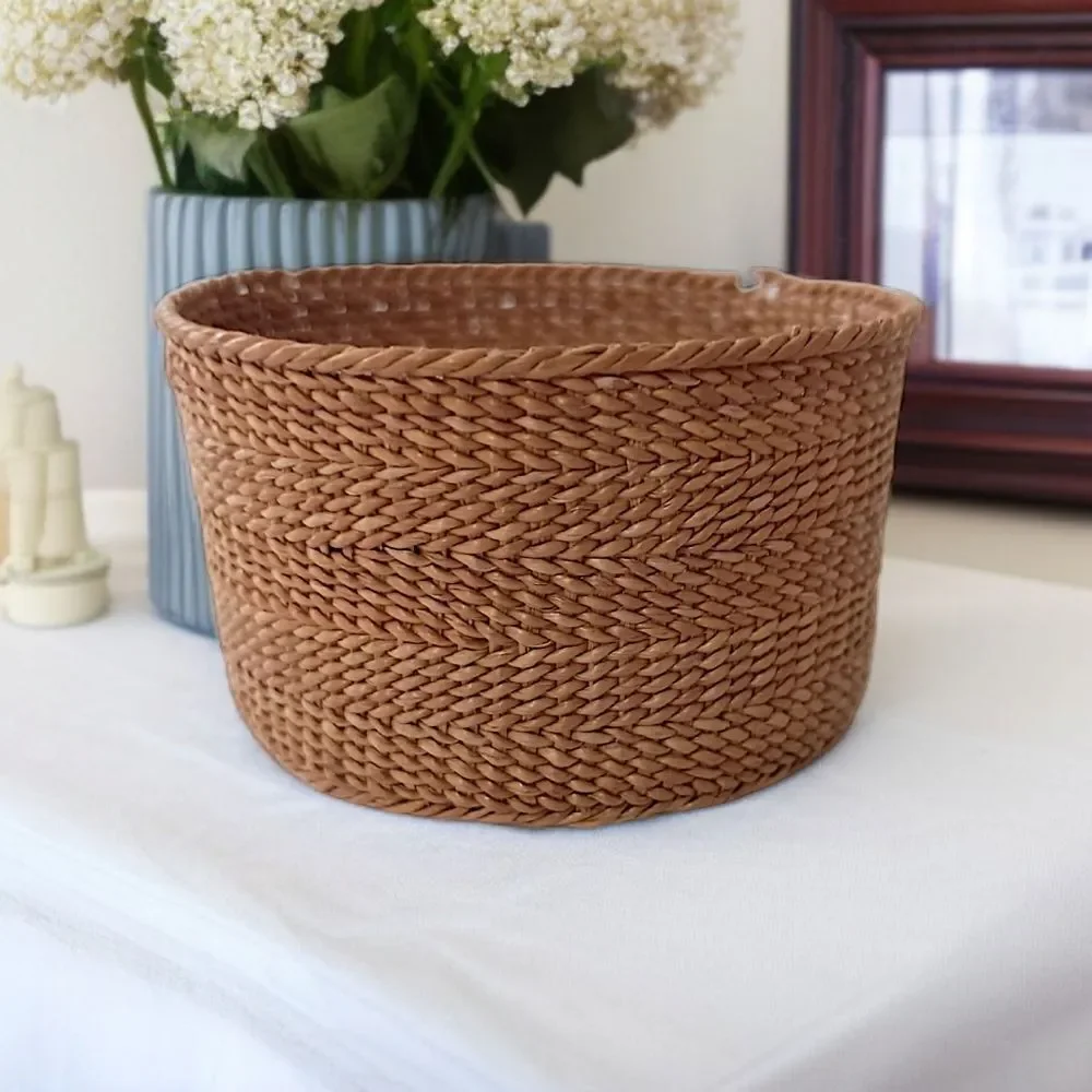 Native American Sweet Grass Woven‎ Basket MINI Vintage Trinkets Bohemian Natural